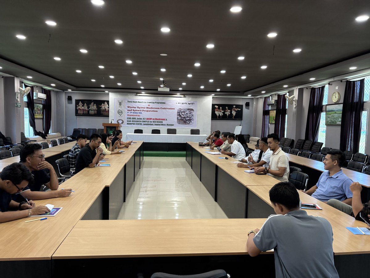KeirenVertexEnt's tweet photo. Three Days Hands on Training Programme
on
Winter Oyster Mushroom Cultivation and Spawn Preparation.
Organized by:
ICAR-DMR, Solan, H.P. (AICRP on Mushroom) &amp; ICAR-RESEARCH COMPLEX for NEH REGION
MANIPUR CENTRE, Lamphelpat, Imphal West, Manipur https://t.co/yuvW9fSZIl