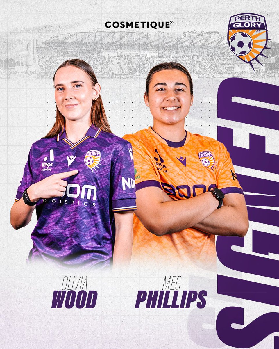 PerthGloryFC's tweet image. Talented local duo rewarded with YDA contracts...
Goalkeeper Meg Phillips and attacking midfielder Olivia Wood have been promoted into our @aleaguewomen&apos;s squad for the 25/26 Season.
More here: tinyurl.com/2t4fdthe
These fresh faces brought to you by @cosmetiqueau.
#ONEGlory