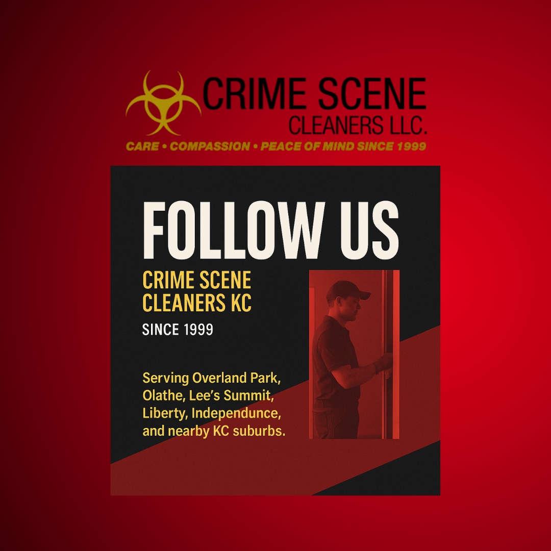 LlcCrime's tweet image. Crime Scene Cleaners KC. Do not clean it yourself. Professional help after an unattended death keeps you safe from PTSD. Follow us for when you need us most. 

#kansascity #crimescenecleaners #csckc #kclocal