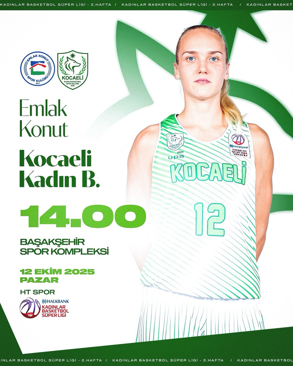 MAÇA DOĞRU #2 💚🖤
Takımımız, Kadınlar Basketbol Süper Ligi’nin 2. haftasında Emlak Konut ile karşı karşıya geliyor.

🏀 Halkbank Kadınlar Basketbol Süper Ligi
🆚 Emlak Konut
📆 12 Ekim 2025 Pazar
⏰ 14.00
📍 Başakşehir Spor Kompleksi
📺 HT SPOR

#BozkırdanParkeye 💚