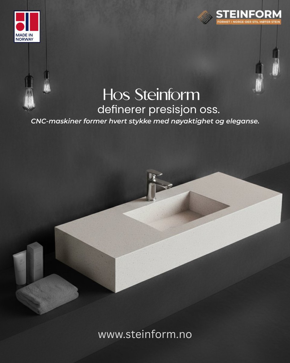 Steinformnorway's tweet image. Hos Steinform møter håndverk presisjon. Med CNC-teknologi formes stein med nøyaktighet, holdbarhet og eleganse.

besøk: steinform.no

#Steinform #Sinks #WashBasins #CNC #CNCTechnology #Precision #Holdbarhet  #LuxuryInteriors #Norge