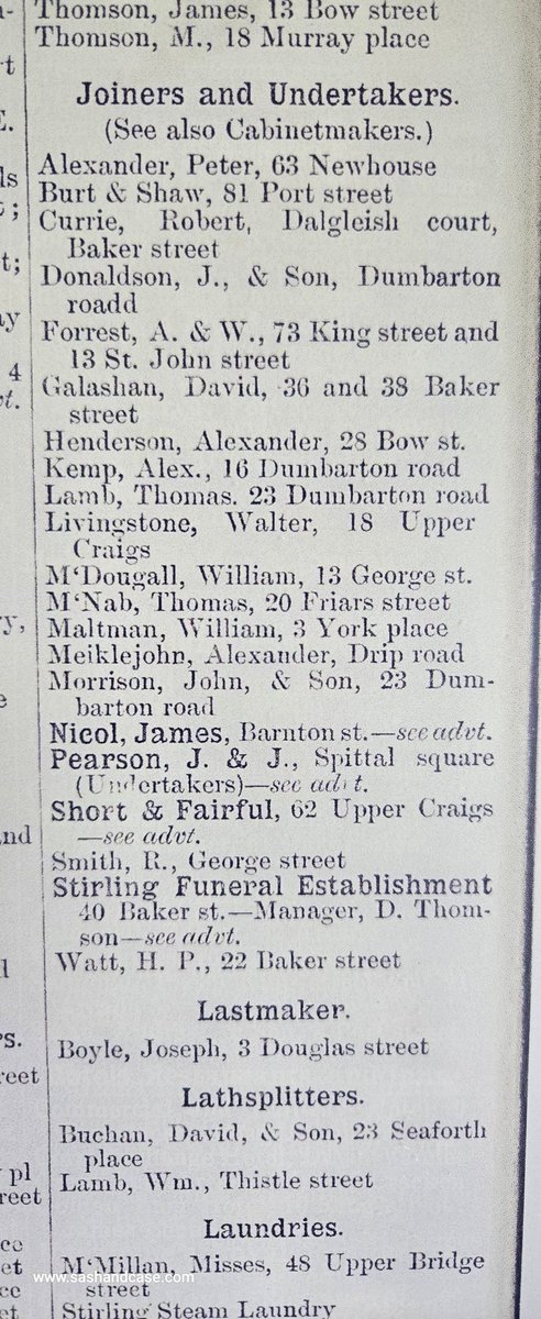 Interesting social history from the 1887 edition of the Stirling Directory