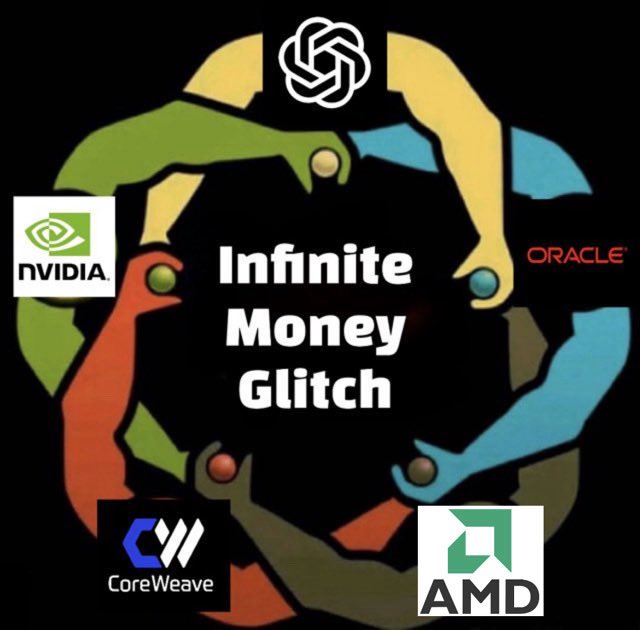It's Illegal, Yet Perfectly Legal, The Beautifully Rigged System of U.S.  Markets! What you're seeing here is the “infinite money glitch” of modern AI  and data infrastructure. A handful of giants NVIDIA,