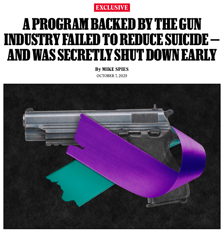 RollingStone's tweet photo. The country’s best-known suicide prevention group teamed up with the gun industry.

The effort was good for public relations and raising money, but it never met its goal, and internal records show why.

Exclusive from The Trace and Rolling Stone: https://t.co/p3nB7jHqoq https://t.co/UJYOtwbeqn