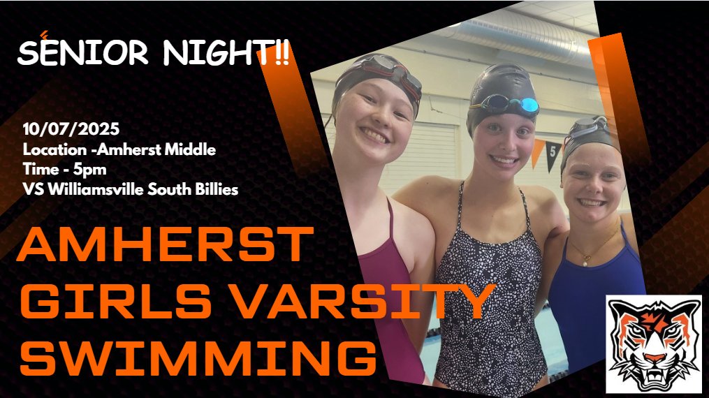 Come out and support these amazing ladies in their final home meet! 🐯👩🏻‍🎓 <a href="/AmherstTigers1/">Amherst Athletics</a>