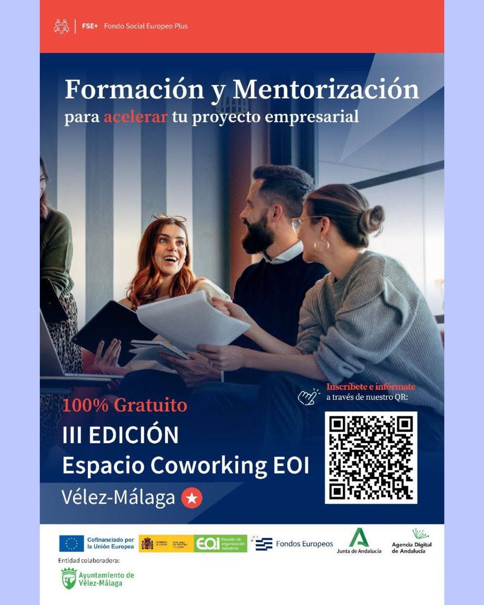 alb_rado's tweet image. El Ayuntamiento de Vélez-Málaga lanza la 3ª edición del Centro de Alto Rendimiento Empresarial (CARE) y del espacio Coworking junto a @eoi.

Una gran oportunidad gratuita para emprendedores y pymes locales. 💡

¡Os esperamos!

#EOI #VélezMálaga #Emprendimiento