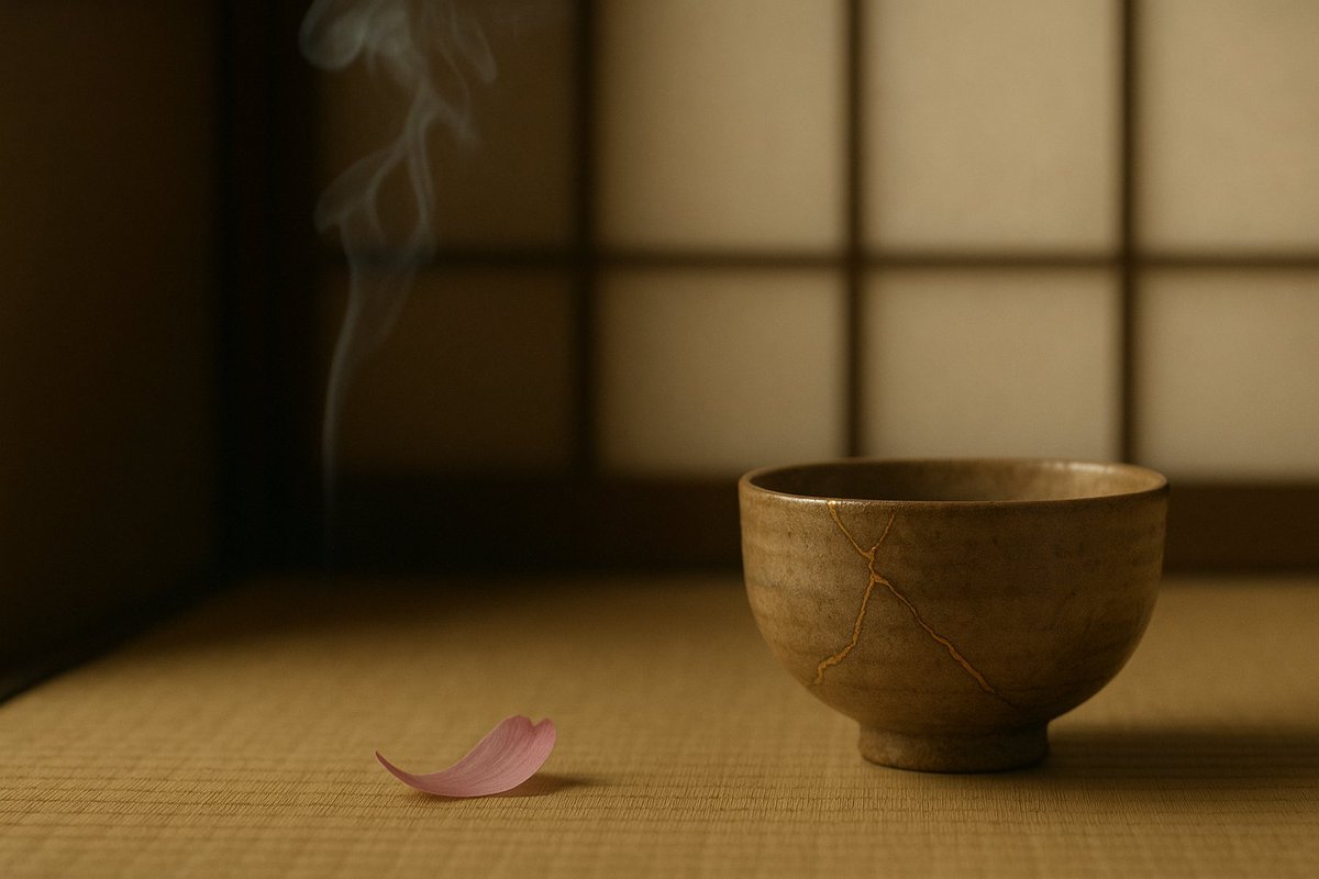 Wabi-sabi arose from Japan's medieval Buddhist worldview—especially Zen. All things change: Zen centers on mujo (impermanence), the insight of "shogyo mujo." #WabiSabi #Zen #Mujo #JapaneseAesthetics