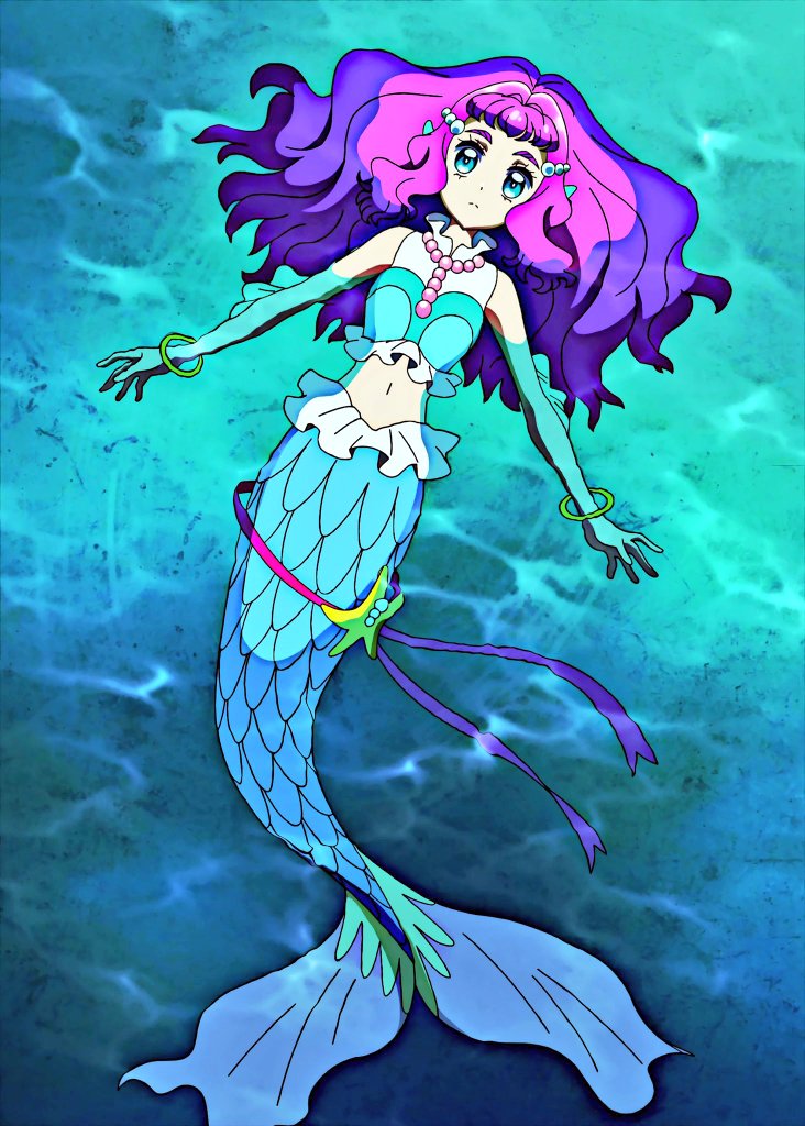 AIrzahn's tweet image. Tropical Rouge Precure 🌊 
The beauty of the night with the bright light of the full moon, is presented with a nice scene by Laura the mermaid flying out of the water&apos;s surface ~ 🧜🏻‍♀️🌊🌕