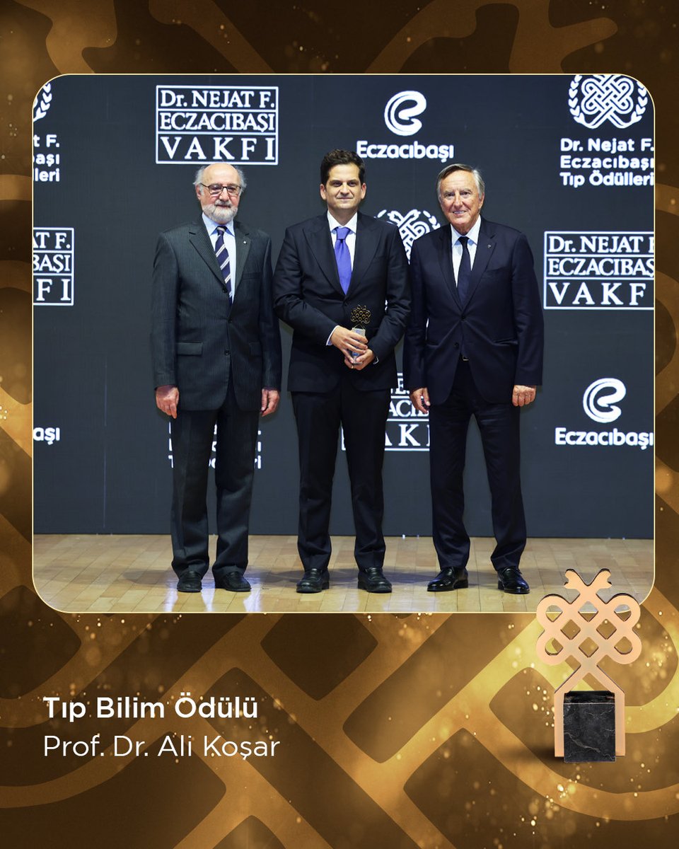 Eczacibasi's tweet photo. 2025 Dr. Nejat F. Eczacıbaşı Tıp Ödülleri sahiplerini buldu.

Tıp Onur Ödülü Prof. Dr. Mehmet Şükrü Sever ve Tıp Bilim Ödülü Prof. Dr. Ali Koşar’a verilirken; Tıp Teşvik Ödülü Doç. Dr. Fatih İnci ve Doç. Dr. Şefik Evren Erdener, Bilimsel Araştırma Destek Ödülü Prof. Dr. Seda Kızılel, Hedeflendirilmiş Tedaviler Konulu Bilimsel Araştırma Destek Ödülü Doç. Dr. Umut Şahin ve Tıp Öğrencileri Proje Ödülü İsmail Emir Yassı’nın oldu.

2025 ödüllerini kazanan bilim insanlarını tıp alanındaki başarılı çalışmalarından ötürü bir kez daha kutluyoruz.