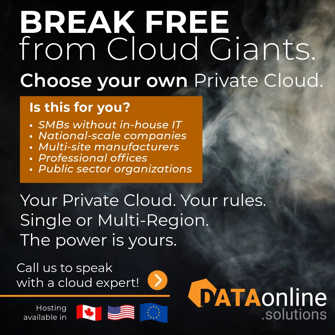 DATAenligne's tweet image. Take control of your own cloud!

Stop relying on giant platforms. Build a private cloud tailored to your business needs. Get started today and have a full control over your data!

dataonline.solutions 

#PrivateCloudSolutions #CloudComputing #DataSecurity