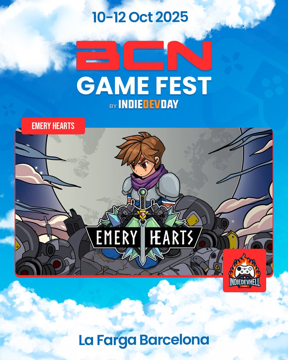 haishogames's tweet image. We’ll be at @bcngamefest (Oct 10–12, La Farga de L’Hospitalet) the biggest indie games event in Spain 🎮

Come meet us, play Emery Hearts, and see what we’ve been building!

👉 Wishlist the game on Steam so you don’t miss the demo!

#indiegames #gaming