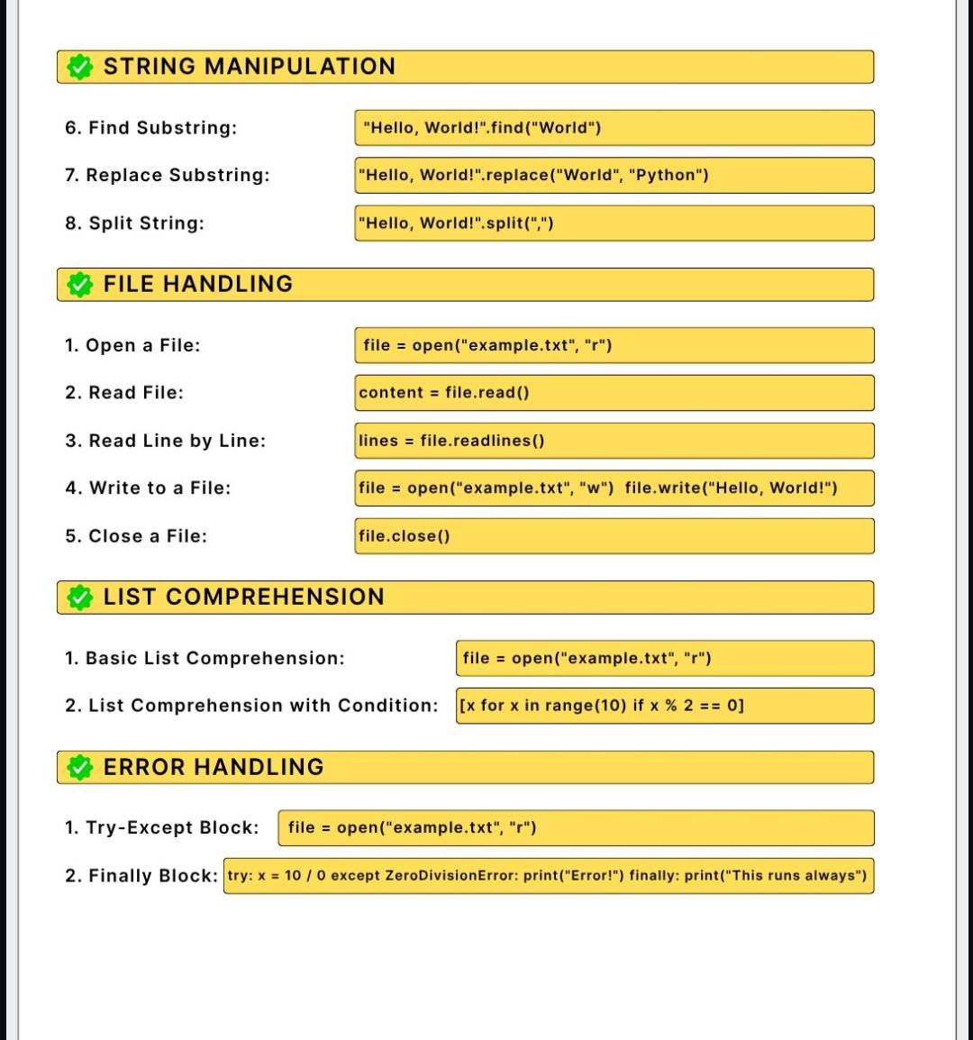 11xcoder's tweet image. The only Python cheatsheet you'll ever need. Period. 🐍
Basic Syntax ✔️
Data Structures ✔️
Libraries (NumPy, Pandas, Matplotlib) ✔️
#PythonDeveloper #CodingHacks #DevLife #WebDevelopment #DataAnalysis
