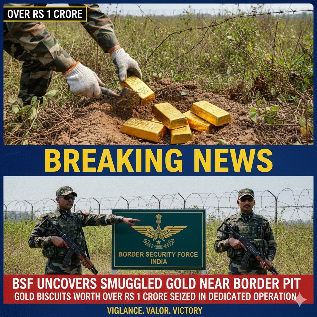 1poojayadav's tweet image. #BSF की सक्रियता भांपकर बांग्लादेशी तस्कर ने ज़मीन में गड्ढा खोदकर सोने के बिस्कुट छिपा दिए और दूसरी तरफ भाग गया। हालाँकि, कुछ घंटों की तलाशी के बाद, बीएसएफ ने ज़मीन खोदकर करोड़ों टका मूल्य के सोने के बिस्कुट बरामद कर लिए। #indianbordersecurity #tejran
