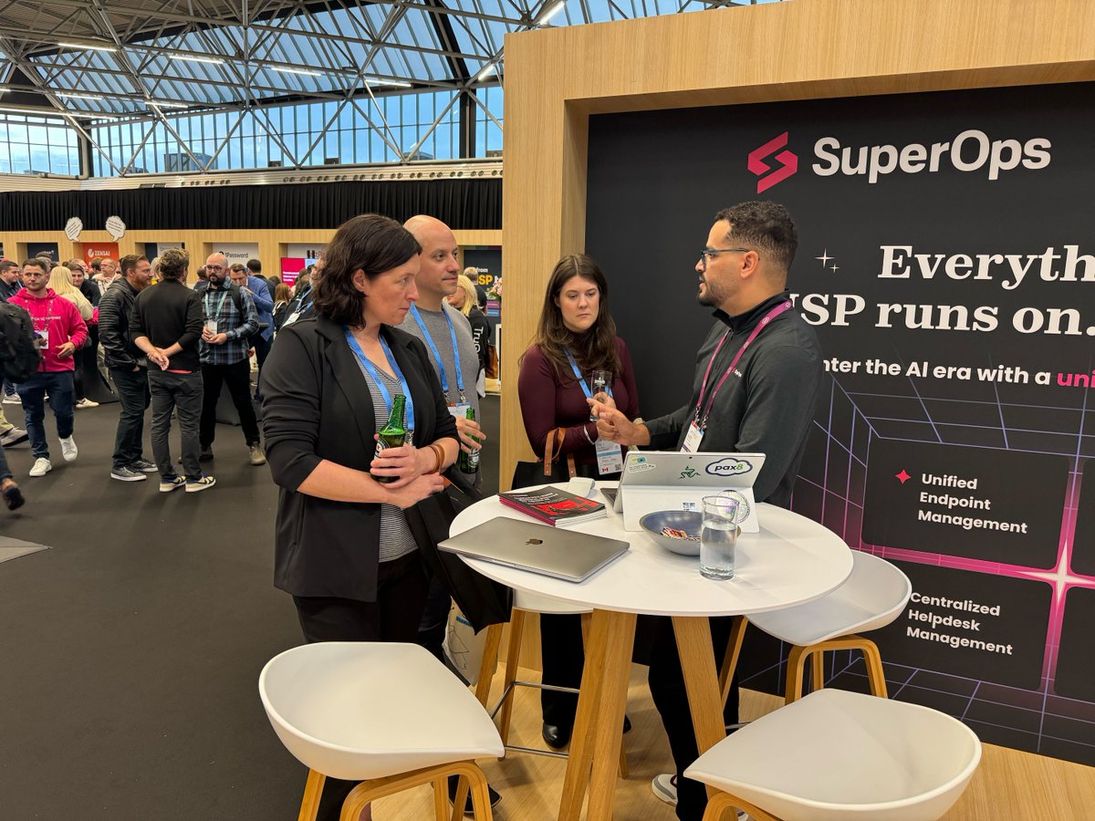 Superops_com's tweet image. It’s been an amazing two days at Amsterdam Beyond EMEA! 

Our team’s having great conversations and showing what SuperOps can do.

If you’re around, come catch up with our experts — it’s the last day! #Pax8Beyond #SuperOps