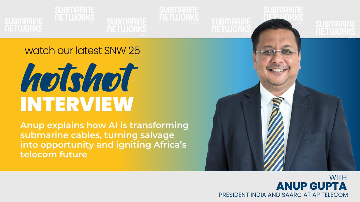 Watch Anup Gupta, President of India and SAARC at AP Telecom, during his SNW 25 HOTShot interview as he reveals how AI is rewriting the rules of submarine cables.

Watch Anup’s interview: youtu.be/HVn6v2K_DUg

#SubmarineNetworksWorld #SNW #Subsea #HotShot