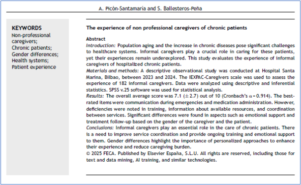 JHealthQualityR's tweet photo. 📰 The experience of non professional caregivers of chronic patients
✏️Original by A Picón-Santamaría et al @JHealthQualityR #RevistaSECA #JHQR
👉 https://t.co/1mWf9tw0jB
✅ #QualityHealthcare #NonProfessionalCaregivers #ChronicPatients #GenderDifferences #PatientExperience https://t.co/yZZhMoguTP