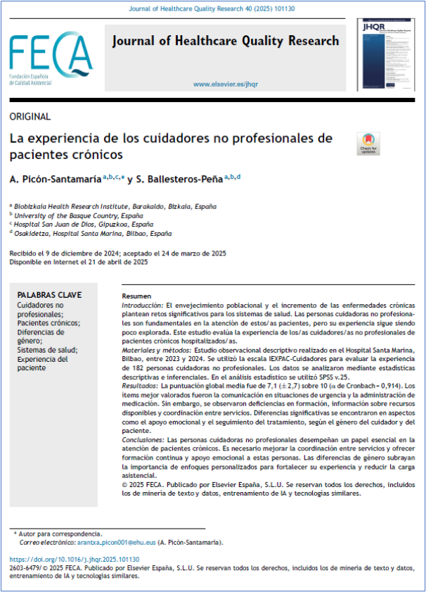 JHealthQualityR's tweet photo. 📰 The experience of non professional caregivers of chronic patients
✏️Original by A Picón-Santamaría et al @JHealthQualityR #RevistaSECA #JHQR
👉 https://t.co/1mWf9tw0jB
✅ #QualityHealthcare #NonProfessionalCaregivers #ChronicPatients #GenderDifferences #PatientExperience https://t.co/yZZhMoguTP