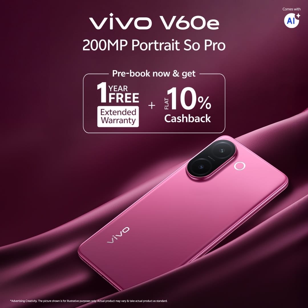 Every photo tells a story, but with vivo V60e, your story shines sharper.
From festive nights to everyday moments — every frame reflects you, in 200MP clarity and AI brilliance. ✨
#PortraitSoPro #vivoV60e #SlayEveryDetail #PreBookNow