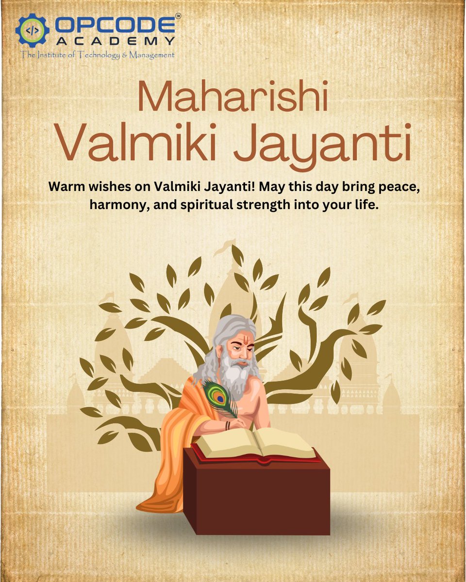 opcodeacademy's tweet image. 🔹 Remembering the author of the Ramayana – the voice of truth and dharma 🌿
🔹 Celebrating the birth of the great poet and philosopher 🌺
#opcodeacademy #ValmikiJayanti #AdiKavi #Respect #ValmikiJayanti2025 #SpiritualWisdom