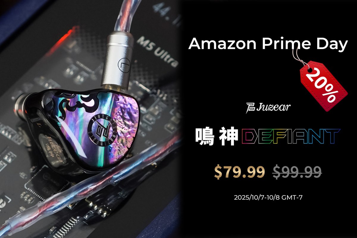 HiFiGoAudio's tweet photo. 💎@juzearaudio × Z Reviews Defiant shines brighter this Prime Day.🌈
🎵Balanced, powerful, and built to impress.🤩
🚀Grab the deal while it lasts!👀
Amazon US: https://t.co/1qeVFAoRhA
#HiFiGo #AmazonUS #PrimeDay #IEM #Audiophile #Juzear #ZReview #defiant #Music #hifi https://t.co/pFBfjCcO19