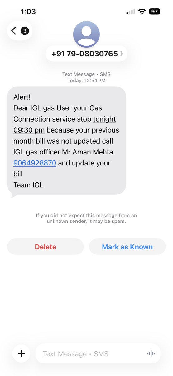 rahulsharma919's tweet photo. @Igl_Care @IGLConnect Hi Team, Below is the Fraud message that is received today. Please investigate. https://t.co/envhDT2LzT