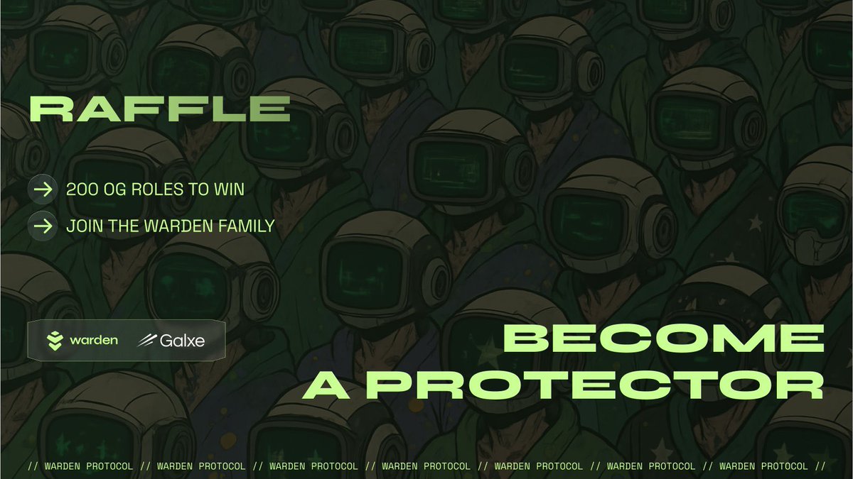0xeuwing's tweet photo. 🚨 The legendary “Protector” OG roles from @wardenprotocol are back but only for a select few.

For the first time in ages, you can actually earn one through a new @Galxe quest 🛡️

Here’s the deal:
💠 200 OG roles are up for grabs via a raffle
💠 Even newcomers can join in
💠 Becoming OG means joining Warden’s earliest inner circle
How to enter:
1️⃣ Share the campaign post
2️⃣ Follow @wardenprotocol on all socials
3️⃣ Claim your participation role  and you’re in the raffle
But that’s not all 👀
Another exclusive OG raffle is coming soon for holders of:
• Pre-Early Basic
• Pre-Early Pro
• Pre-Early Premium
• Pre-Early Infinite
If you’ve been waiting for your shot to become an OG Warden…
🔥 This is it. Don’t miss out, gWarden.