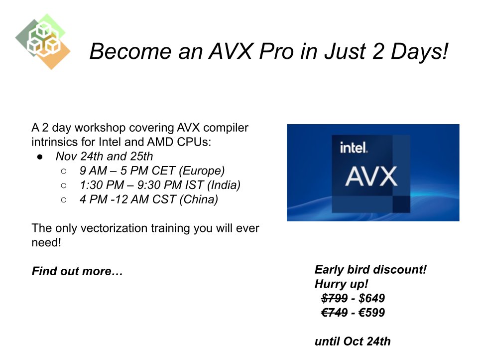 A new online AVX workshop coming up!

More info: johnnysswlab.com/avx-neon-vecto…

Register: info@johnnysswlab.com