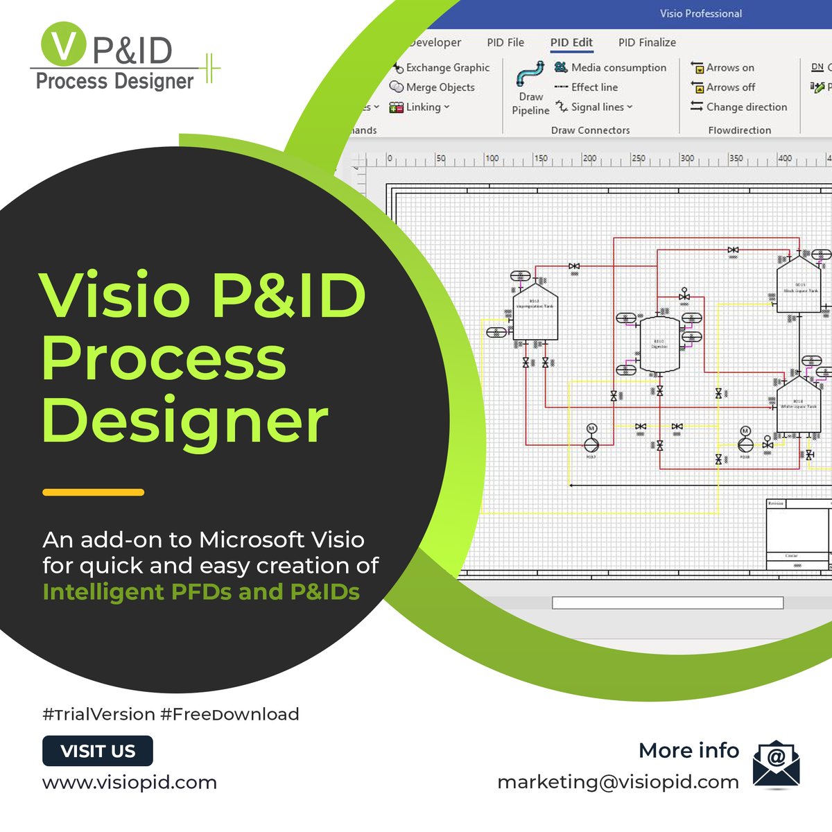 visiopid's tweet image. Download a Free Trial Now 👉 visiopid.com/en/free-downlo…
Tired of spending hours creating P&IDs?
Visio P&ID Process Designer integrates seamlessly with Microsoft Visio, enhancing productivity and accuracy in your P&ID designs. 
#Engineering #PIDDesign #ProcessDesign