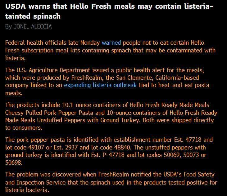 Att $HFG var hovleverantör till Coco &amp; Carmen av spenat och vaktel var nytt för mig