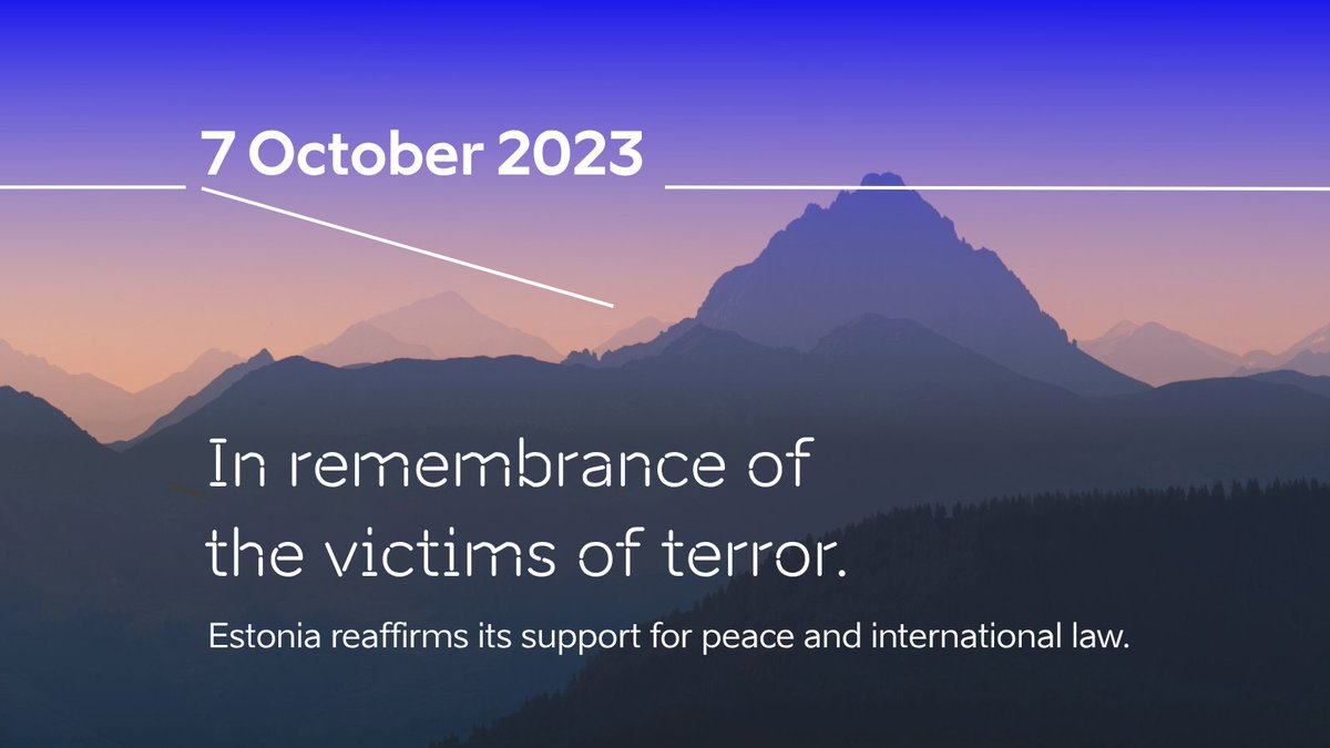 1/3 Two years ago, on 7 October 2023, Hamas carried out a brutal terrorist attack against Israel.

Estonia stands in firm solidarity with Israel and its people. We unequivocally condemn terrorism and reaffirm Israel’s right to defend itself in accordance with international law.