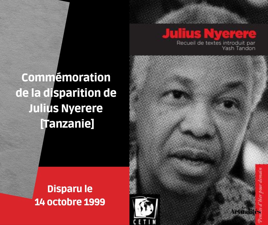 "Père de la nation tanzanienne", 🇹🇿 Julius Nyerere est né en 1922. À la tête de la TANU (Tanganyika African National Union), il conduit pacifiquement 🕊️ son pays à l'indépendance en 1961.
📕 cetim.ch/product/julius…
<a href="/tandonmail/">Yash Tandon</a> 

#Tanzanie