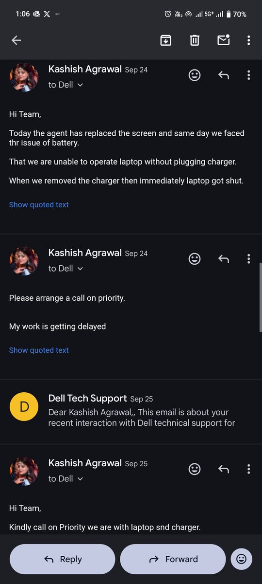 Kashish200009's tweet photo. @Dell_IN @DellCares @ncl_tweets @nch1915 @MichaelDell Attaching all proofs-- 
All I want is a fair resolution — not compensation, not blame — just a working laptop that was fine before Dell’s service. #dell_customer #ConsumerRights #dell_care @DellTech https://t.co/u50R8jvybV