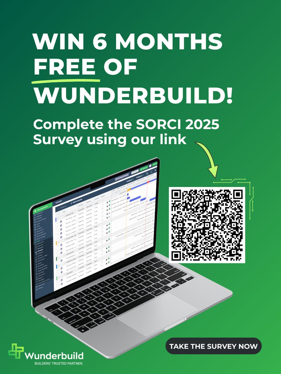 wunder_build's tweet image. Builders, your feedback could win you big! 🎉
Complete the SORCI 2025 Survey using Wunderbuild’s link for a chance to win 6 months FREE of Wunderbuild.
Survey: zurl.co/9oKrS
📅 Entries close 10 Nov 2025
#wunderbuild #constructionsoftware #sorci