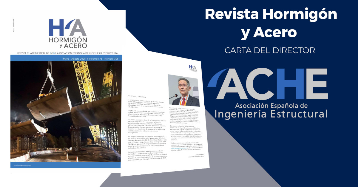 Disponible la Carta del Director de la revista Hormigón y Acero. Mirar al futuro con ambición, nuevos retos, y más colaboración en la Ingeniería Estructural. Descargad la revista gratis 👉 hormigonyacero.com
#ACHE #HormigonyAcero #IngenieriaEstructural #RevistaTécnica