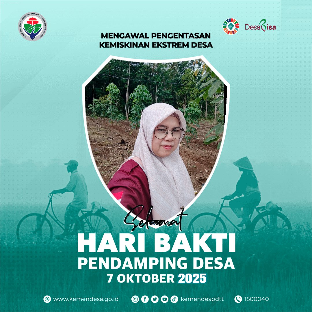 Erlina44429735's tweet photo. Selamat Hari Bakti Pendamping Desa 7 Oktobor 2025.Pendamping Desa untuk sukses 12 Rencana aksi Kemendesa guna merealisasikan Asta Cita menuju Indonesia Emas 2025
@Prabowo
@yandrisusanto
#HariBaktiPendampingDesa2025
#TppIndonesia
#TPPSumsel
#TppKabMuaraEnim
#TppEPD https://t.co/aesNJrs7g6
