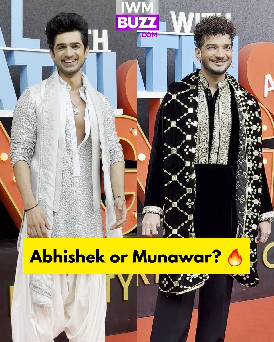 iwmbuzz's tweet photo. Abhishek Kumar and Munawar Faruqui in their traditional best – pick your favourite look! 🔥

#DapperDuo #CelebrityFashion #AbhishekKumar #MunawarFaruqui #StyleGoals #patipatniaurpanga #iwmbuzz https://t.co/DB8yCtGbnu