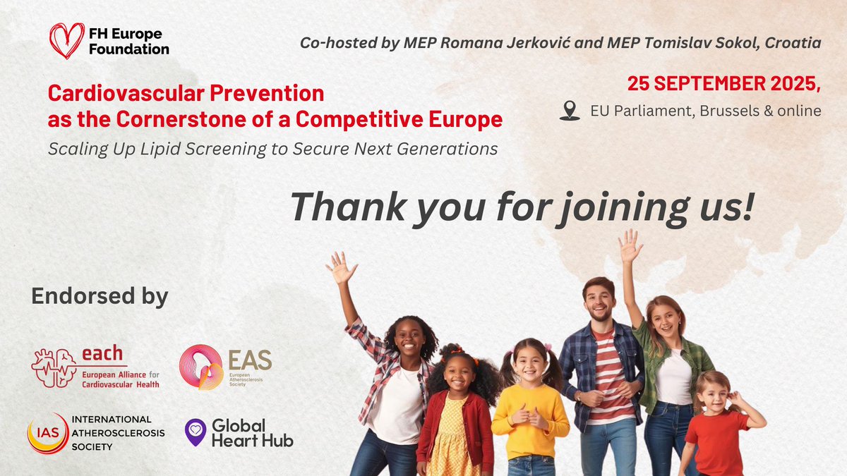 fhpatienteurope's tweet image. 💙 Grateful for the trust &amp;amp; support of @EUCVHAlliance , @society_eas , @atherosociety &amp;amp; @GlobalHeartHub.
Working together — patients, science &amp;amp; policy — we can build healthier futures and #PreventThePreventable.
#CardiovascularHealth #CVH