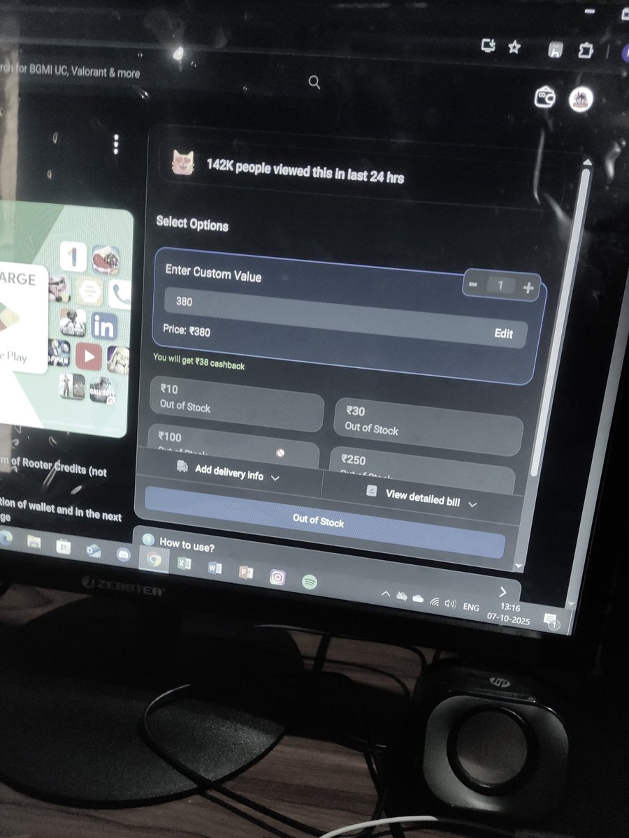 GamerParru's tweet photo. I'm trying to purchase uc since 2 hours and this rooter shop is keep showing  item is out of stock really what the  hell is going on please look@rootergg into this and try to resolve it as soon as possible 🙏 https://t.co/3Z7aTsDQM1