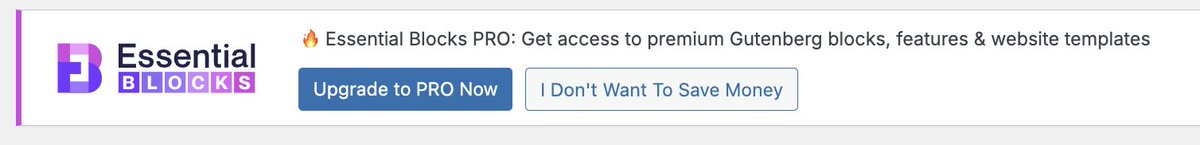 RinodeBoer's tweet photo. "I Don't Want To Save Money", uhm no, I just have enough with the free version for now. 

Why do companies think it's oke to make users feel bad about themselves with this type of marketing? 

Immediately turn off for me. 

This is the WP admin, a place where people expect neutral, respectful UX.