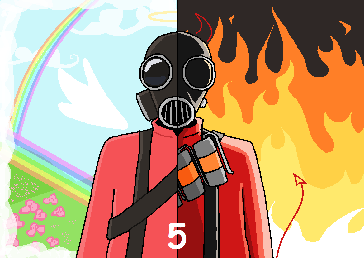 smeebala's tweet photo. first handful of drawings for cringetober this year!! (heterochromia, self insert, chibi, angel/demon)
i probably wont be able to do all of them but heres to actually making it to the 31st this year!!

#cringetober2025 #art #ocart #tf2 #tf2pyro https://t.co/PBfm4VcJE9