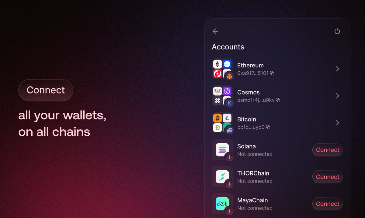 One connector that connect all your wallets on any ecosystems, and even multiple ones at the same time

Navigate between blockchains with your full portfolio control