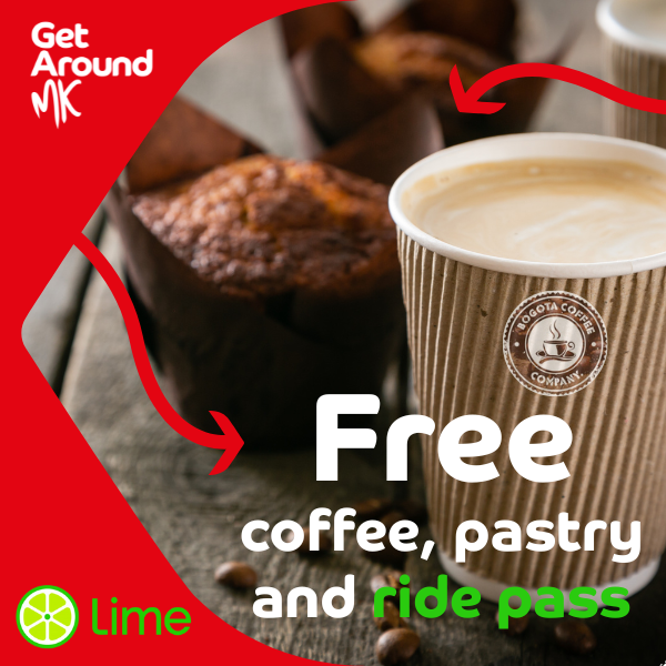 ☕🍩🚲 Free coffee, pastry &amp; a ride this Thursday!

Lime and Bogota Coffee at Rillaton Walk are giving away:

✅ Free coffee
✅ Free pastry
✅ Free ride code

📅 Thu 9 Oct — don’t miss it!
#GetAroundMK #LoveMK #Lime #BogotaCoffee
<a href="/limebike/">Lime</a> <a href="/BogotaCoffeeCo/">Bogota Coffee</a>