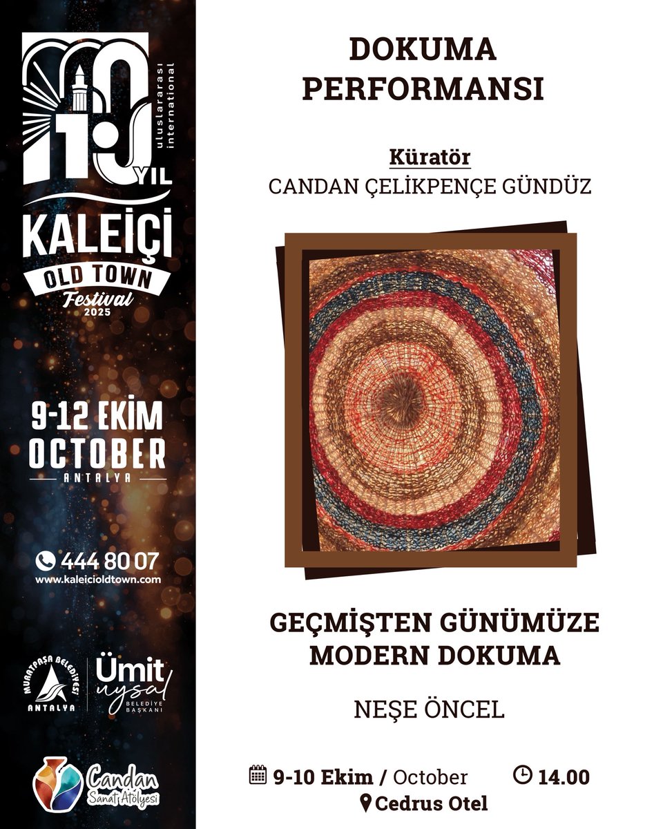 10. Kaleiçi Old Town Festivali’miz 9 Ekim’de başlayan etkinliklerle kapılarını dünyaya açıyor. 💫

9 Ekim’de başlayan etkinliklerimize görsellerden göz atabilirsiniz. Hepinizi 10. Kaleiçi Old Town Festivali’mize bekliyoruz.

Detaylı program: kaleicioldtown.com