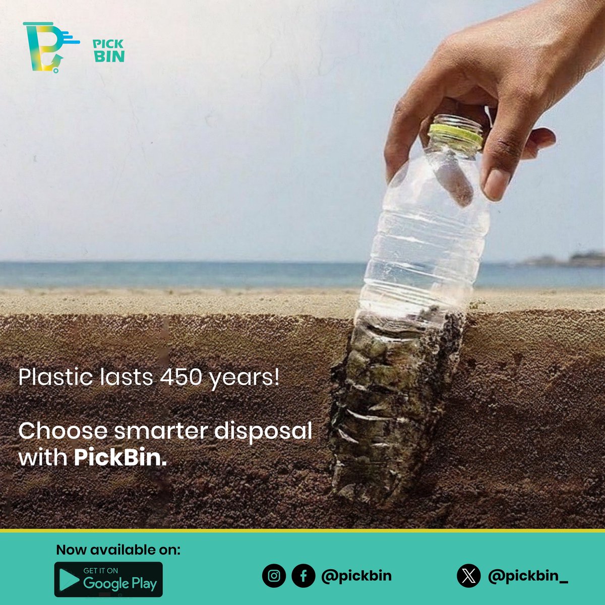 Pickbin_'s tweet photo. Every plastic bottle you throw away can take up to 450 years to decompose.

At PickBin, we ensure plastics are handled responsibly to reduce pollution.
Cleaner cities, greener future. 💚
#EcoFacts #PlasticPollution #GreenNigeria #PickBinImpact https://t.co/yUwY1X2vY1