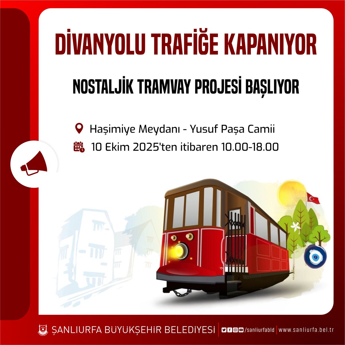Şanlıurfa’da Nostaljik Tramvay Yollara Çıkıyor🚋

Tarihi dokusuyla büyüleyen Divanyolu Caddesi, artık nostaljik tramvayla daha da özel bir kimliğe kavuşuyor. Şanlıurfa Büyükşehir Belediye Başkanımız Mehmet Kasım Gülpınar’ın turizm vizyonu doğrultusunda hayata geçirilen bu proje;