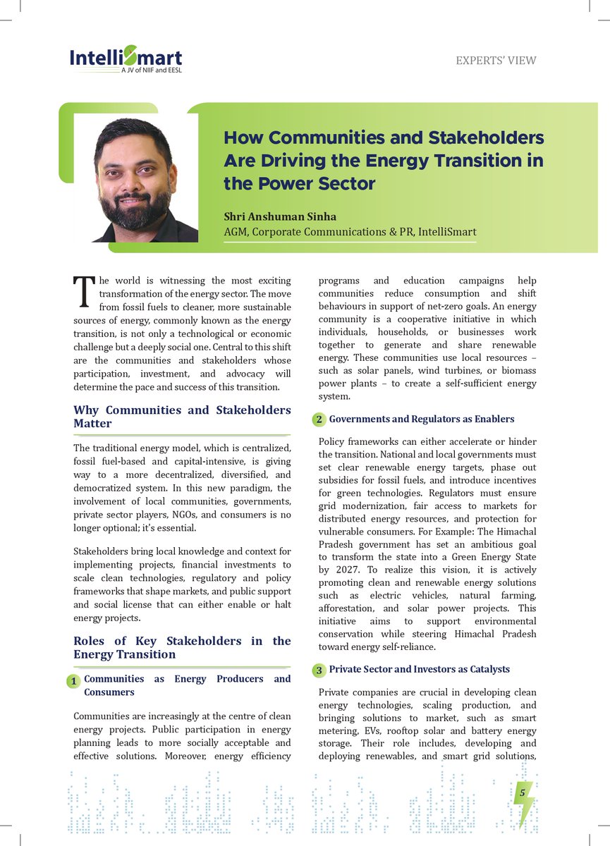 Intelli_Smart's tweet image. How Communities and Stakeholders Are Driving the #EnergyTransition in the Power Sector!
Read the insightful opinion piece by Mr Anshuman Sinha, AGM – Corporate Communications & PR at @Intelli_Smart, featured in the latest edition of K-Xchange, India’s only smart metering…