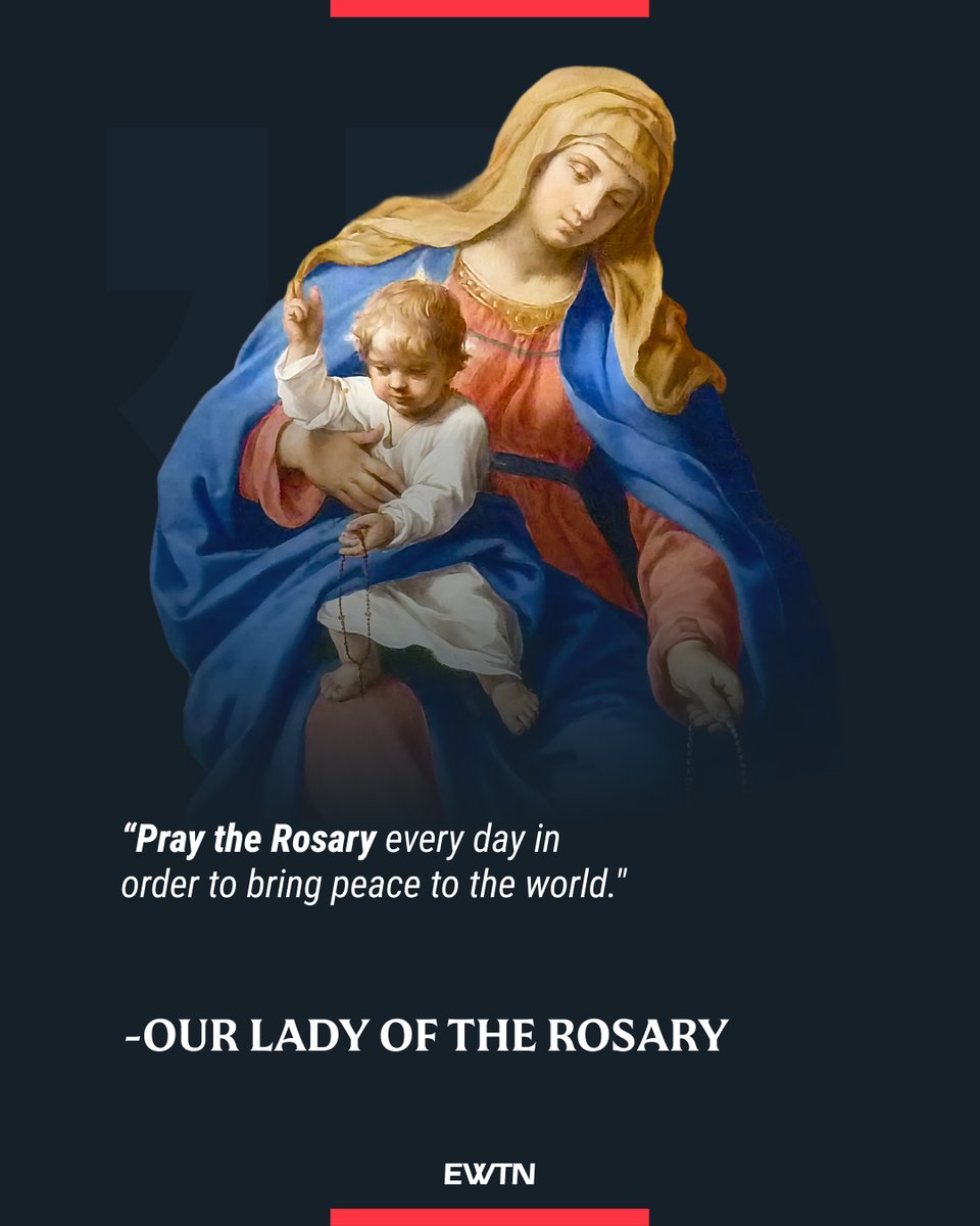 EWTN's tweet image. Today, the Church celebrates the feast of Our Lady of the Rosary. Known for several centuries as “Our Lady of Victory,” the feast day takes place in honor of a 16th century naval victory which secured Europe against Turkish invasion. Pope St. Pius V attributed the victory in the…