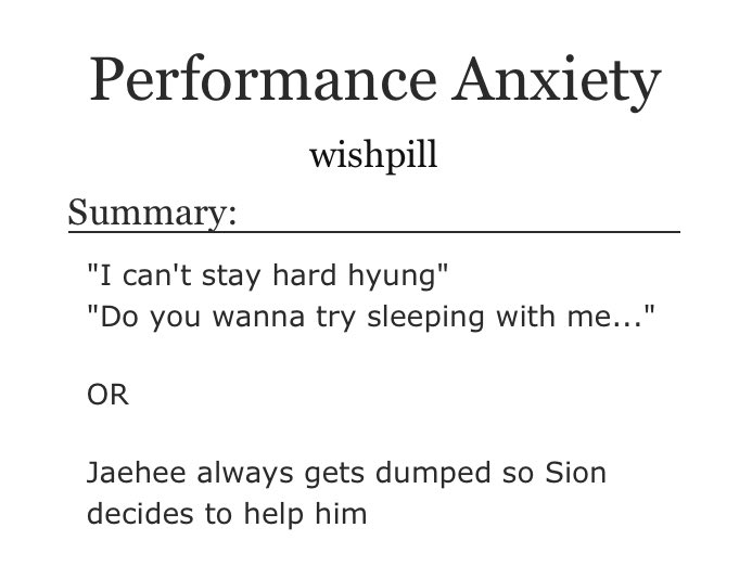 mayorhyuck's tweet photo. Performance Anxiety

☆彡 Daengsyon
☆彡 3.1k words
☆彡 Losing virginity, best friends, bottom syon
 
https://t.co/wFdqKsLep0 https://t.co/75pkiy5TLz