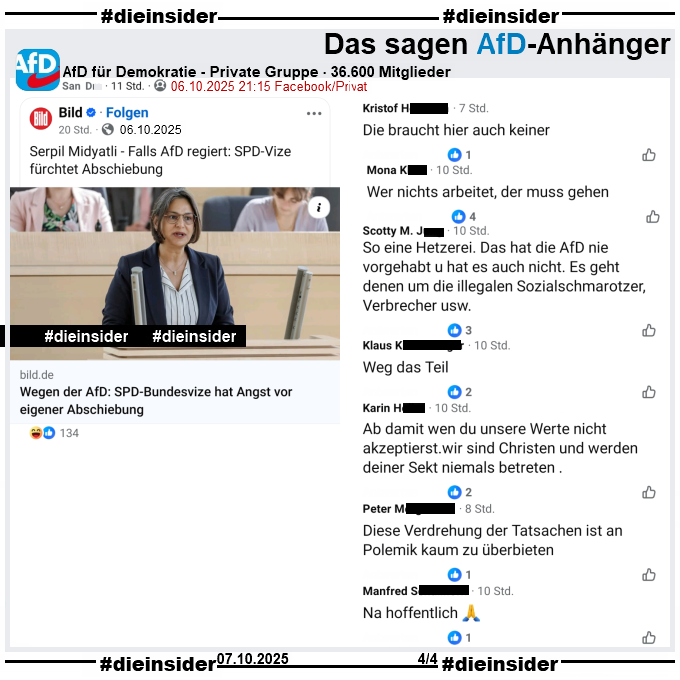 Die_Insider's tweet photo. Wenn man unserer Seite folgt und hier die Kommentare liest, ist die Angst von @SerpilMidyatli vor einer #AfD-Regierung leider berechtigt!

#LautGegenNazis #AfDVerbot @spdsh @spdde 
#Antifa #Antifaschismus #GemeinsamGegenHass 
#DieInsider https://t.co/TGT9hUGwO4