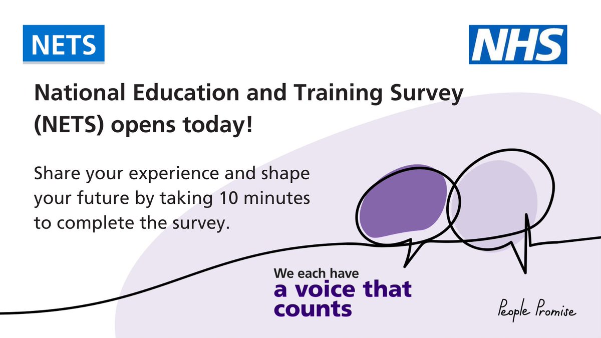 NHSE_WTE's tweet image. The National Education and Training Survey is now open. You can share your experience and shape your future by taking 10 minutes to complete the survey between 7 October - 2 December 2025.  

#NHS #NETS2025 🔗hee.nhs.uk/nets-2025